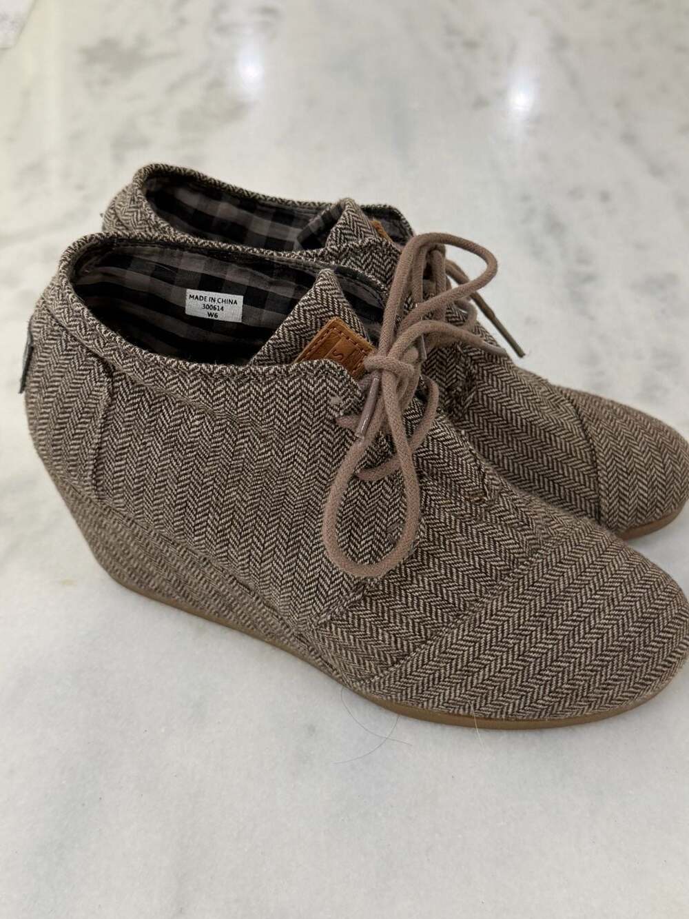 TOMS Desert Herringbone Wedge Ankle Booties